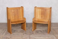 SMALL SOLID ENGLISH OAK CHURCH PEW / HALL BENCH ONE SEATER