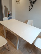 IKEA Bjursta White Wooden Extendable Dining Table with 4 Chairs