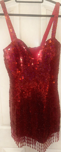 Red sequin fringe - red, drag