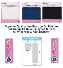 Hemline Iron On Repair Patches Cotton Denim Jeans Mend Glue Sew H690 Full Range