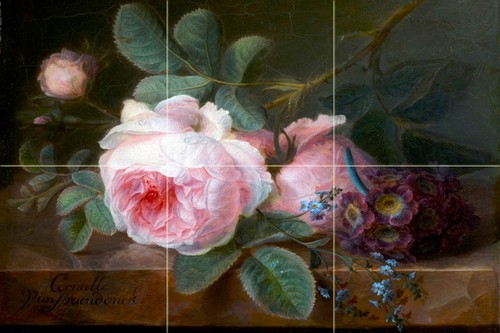 Rose flowers tile mural - rose,