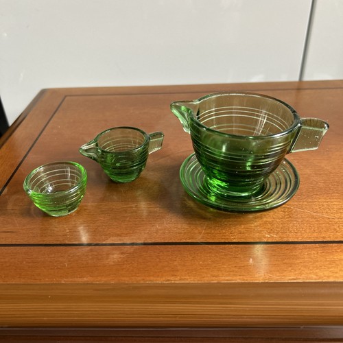 Vintage green glass tea set - tea,