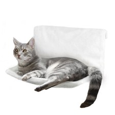 Petlicity Warm Cosy Cat Radiator Bed White Fleece with Strong Steel Frame