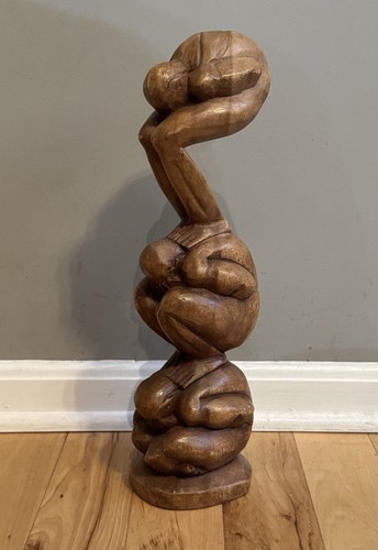 Hand carved wooden triple - hand,