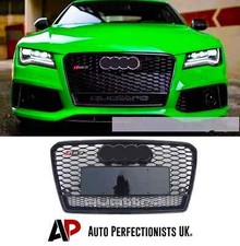 Audi RS7 Style A7 S7 Front Main Grille Gloss Black Honeycomb Mesh Grill 13-15