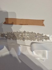 Wide White Ribbon Sash Belt