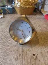 Vintage Mid Century IMHOF Brass Dice Shaped Desk Clock Working Order (Bay21)