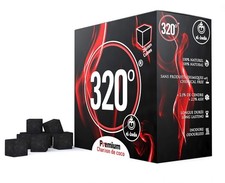 320° Premium Hookah Shisha 26mm Charcoal Coal Cubes - Coconut (256 Cubes) 4kg