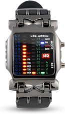 Binary LED Display Wristwatch, Binary Square Electronic Calendar Waterproof Watc