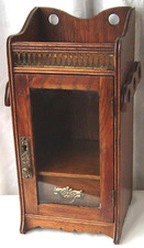 EDWARDIAN DECORATIVE SMALL TABLE TOP OAK CABINET  ANTIQUE