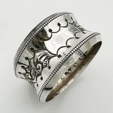 ANTIQUE NAPKIN RING STERLING SILVER VICTORIAN BIRMINGHAM 1900 W THORNEYWORK