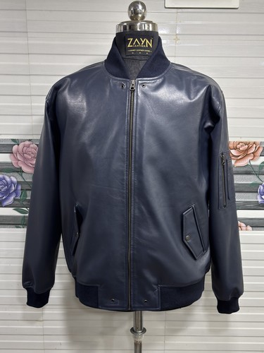 Men navy blue leather flight - blue,