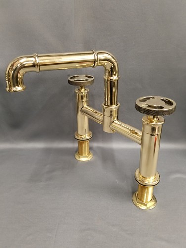 Bare brass kitchen mixer - brass, tap
