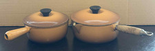 2 x Le Creuset France Brown 20cm & 18cm Saucepans w/ Lids