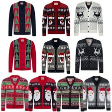 Mens Christmas Cardigan Novelty Festive Knitwear Knitted Xmas Top Jumper Sweater