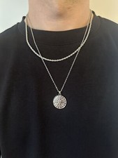 Silver Rope Chain With Compass Pendant Necklace. Two In One.  (men’s)