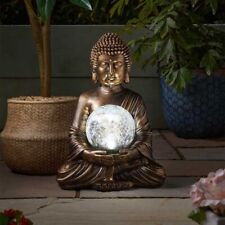 Gazing Buddha Light Up Garden Ornament Solar Powered Gazing Ball Multicoloured