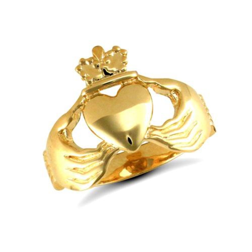 9ct yellow gold claddagh - yellow,