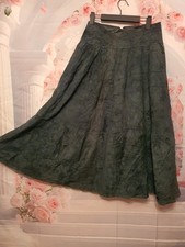 Signature Leather Vintage Genuine Leather Skirt Green Size 14 High Waist A-Line