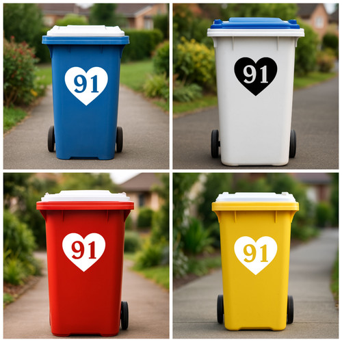 Wheelie bin heart - design, decal