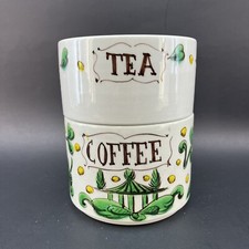 Vintage Stackable Ceramic Coffee Tea Canisters Storage Jars Floral￼￼￼￼