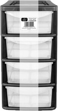 4 Black Drawer Plastic Tower