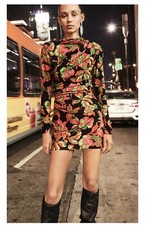 Zara Printed Drape Dress Red -