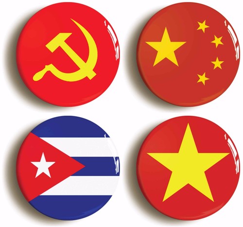 Communist flag badge button - communist,