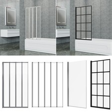 Bath Shower Screen Wet Room Glass Panel Bathroom 180° Folding Pivot 1/4/5 Panels