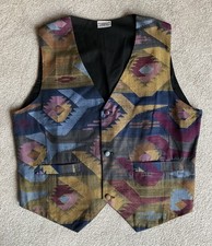 VINTAGE Mens Waistcoat ~ 100% Cotton Pockets Adjustable.  Size M/L