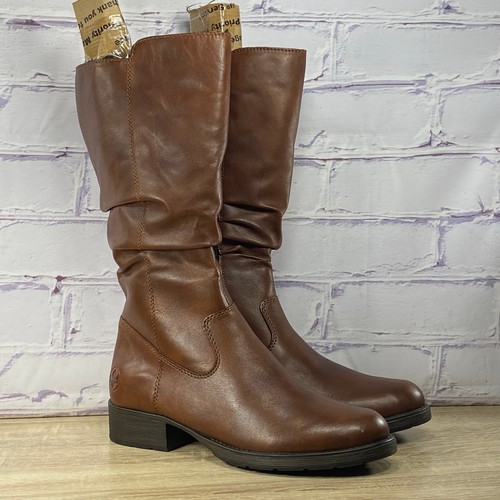 Rieker brown leather knee high - rieker,