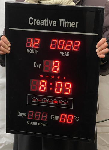 Large 60cm red wall - clock, led