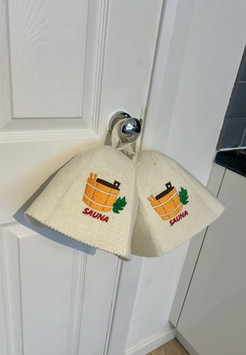Wool felt sauna hat - with,