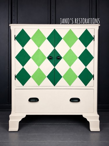 Hand painted green pink - green, &