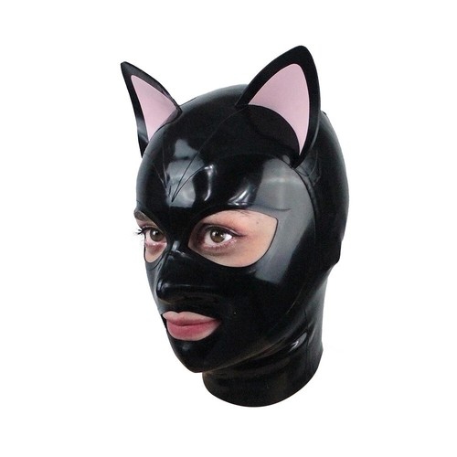 Black latex hood - black,