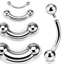 HEAVY LARGE GAUGE CURVED BARBELL PIERCING BAR PRINCE ALBERT INTERNALLY THREADED