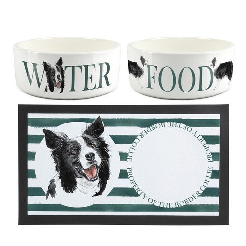 Border collie dog bowls mat - bowls, &