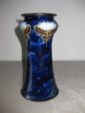 ROYAL DOULTON LAMBETH STONEWARE BLUE ART NOUVEAU DESIGN VASE c.1911
