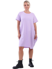 Italian Cocoon Dress Lagenlook cotton Pockets short sleeves One Size UK 14-20