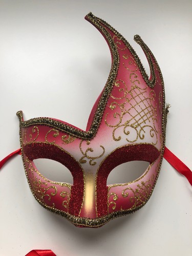 Red half face masquerade mask - masquerade,