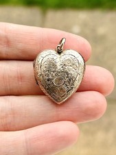 Victorian Antique 9ct Back And Front Heart Engraved Large Locket Pendant