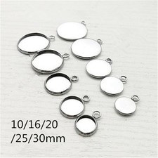 10PCS Stainless Steel Round Pendant Setting Cabochon Base Tray Bezel Blank DIY
