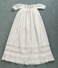 Antique Victorian Edwardian 100% long cotton christening gown