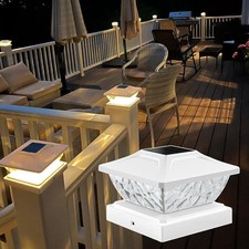 Solar Powered LED Deck Post Light Garden Cap Square Lamp T2JD76 Fence E6O5