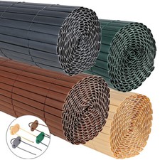 3M 5M Bamboo Effect Garden Screening PVC Fence Double Side Privacy Panel Roll UK