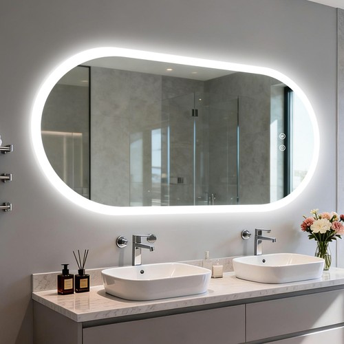 Large oval led bathroom - bathroom, mirror