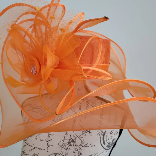 Paris orange fascinator hat - paris,