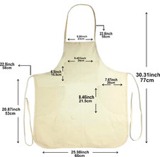 100% COTTN Artist Apron with Pockets Art Apron Painter Women Men LONG SIDE STRAP