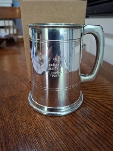 Pewter tankard with engraving - pewter,