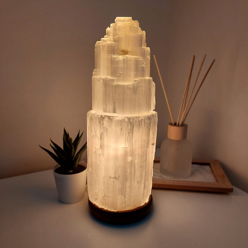 Selenite tower lamp cm - selenite, 15 cm